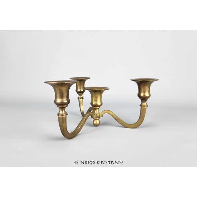 Mid-Century Modern Vintage Solid Brass Ornate Candelabra for Four Candles For Sale - Image 3 of 5