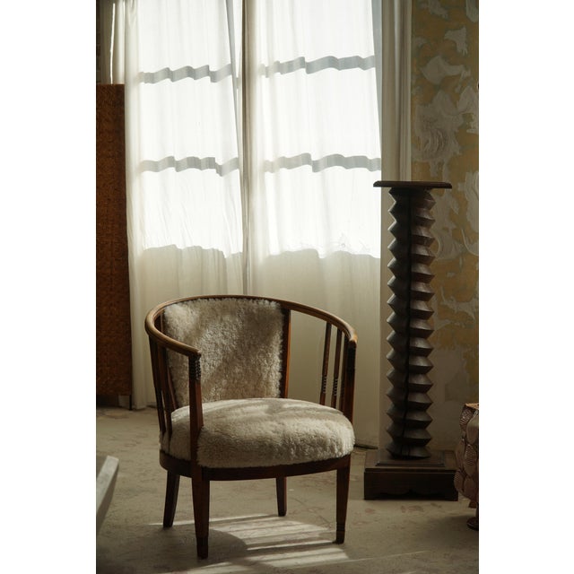 Set of Danish Armchairs in Beech & Lambswool, 1920s For Sale - Image 9 of 18