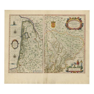 Antique Blaeu Map of the Bordelais, 1642 For Sale