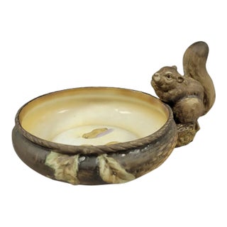 1920's Art Pottery Standing Squirrel Nut Bowl For Sale