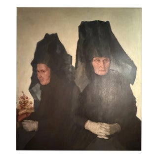 Karl Mons, Schwälmer Woman with Evening Headdress, Oil Painting on Canvas, Framed For Sale