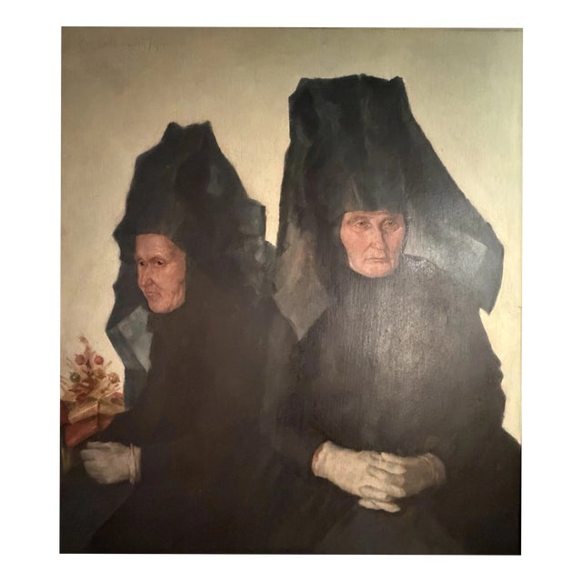 Karl Mons, Schwälmer Woman with Evening Headdress, Oil Painting on Canvas, Framed For Sale