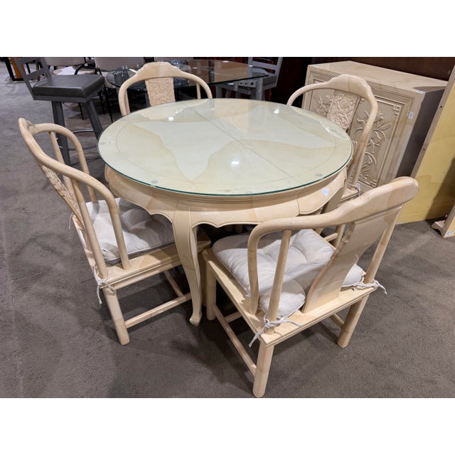 An elegant expression of refined craftsmanship and tailored sophistication, this Henredon goatskin lacquer dining set...