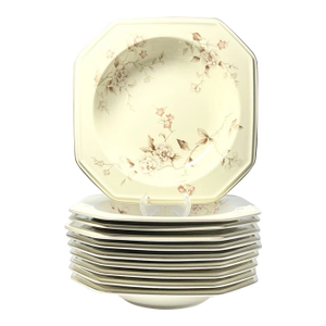 1980s Mikasa “Tivoli Garden-Continental Ivory” 10 Square Soup Bowls