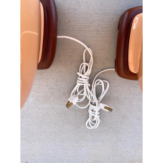 1950s Vintage Peach Colored Asian Ginger Jar Style Table Lamps-Pair For Sale - Image 5 of 8