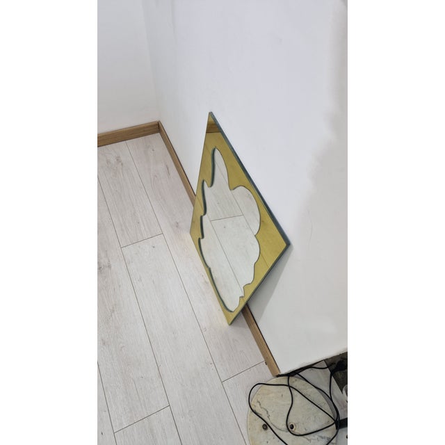 Mirror with Shaped Yellow Decoration, 1990s For Sale - Image 4 of 8