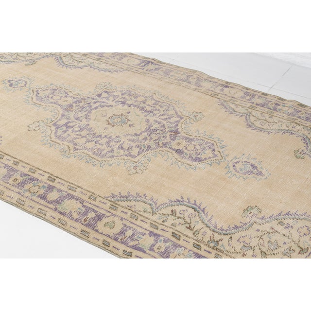 1960s Lavender Medallion Distressed Carpet For Sale - Image 4 of 10