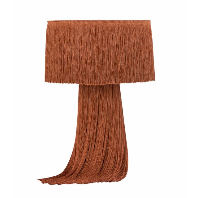 Burnt Orange Atolla Brick Tassel Table Lamp For Sale - Image 8 of 8
