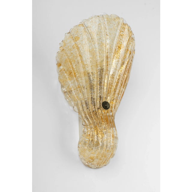 Murano Ice Glass Brass Sconces attributed to Hillebrand, Germany, 1970s, Set of 2 For Sale - Image 3 of 10