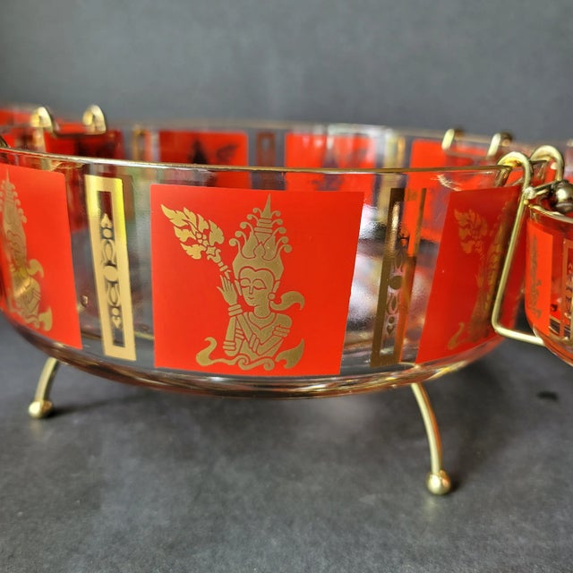 Vintage Glassware by Jeannette Goddess 4 Way Server Complete Set- 12 Pieces For Sale - Image 4 of 7