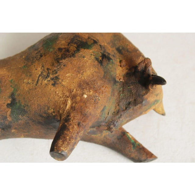 Mid Century Modern Cast Iron Bull Sculpture For Sale - Image 11 of 12