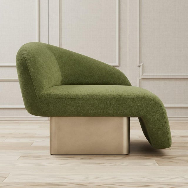 Contemporary Kaia Modern Green Boucle Left Arm Accent Chair For Sale - Image 3 of 5