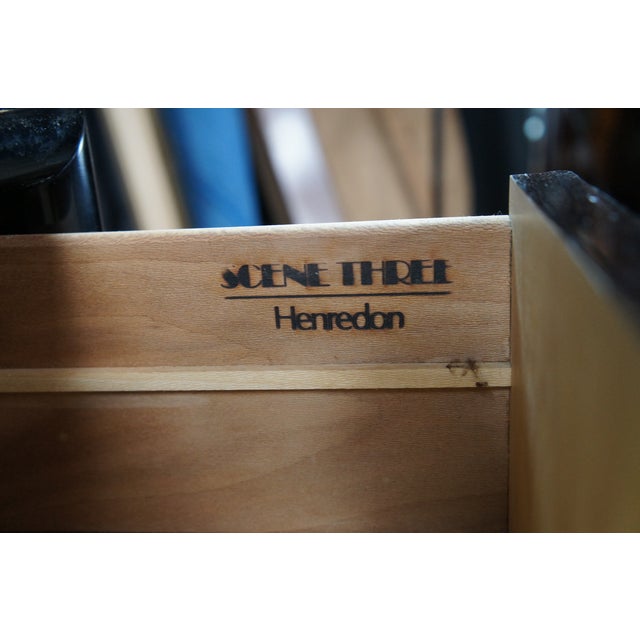 Henredon 1980s Henredon Scene Three Art Deco Style Walnut Burl Black Lacquer Chest of Drawers For Sale - Image 4 of 15