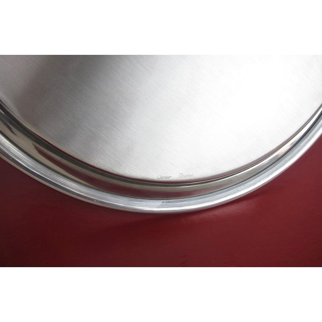 1970s Cartier Polished Pewter Silver Tray With Original Red Presentation Box For Sale - Image 5 of 9