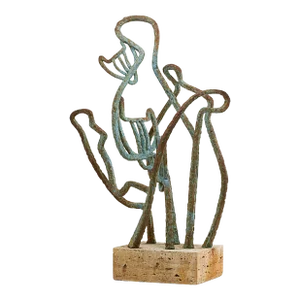 Marie Zoe Greene-Mercier, Abstract Signed Cubist Bronze Sculpture "Cats" Chicago Bauhaus Woman Modernist, c.1960
