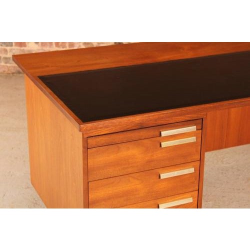 Mid-Century British Executive Teak Desk with Brass Handles, 1970s For Sale - Image 4 of 16