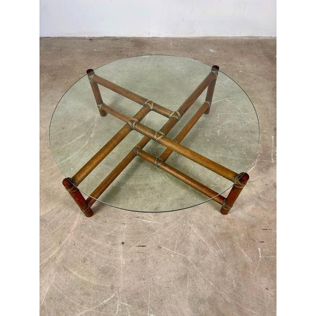 Bamboo and Leather Coffee Table by Frank Kaufeld for McGuire, 1960s For Sale - Image 4 of 10