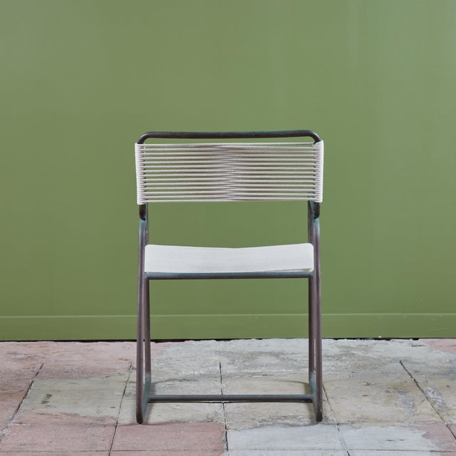 Verdigris 1950s Walter Lamb for Brown Jordan Bronze Patio Dining Armchair, Attributed For Sale - Image 8 of 12
