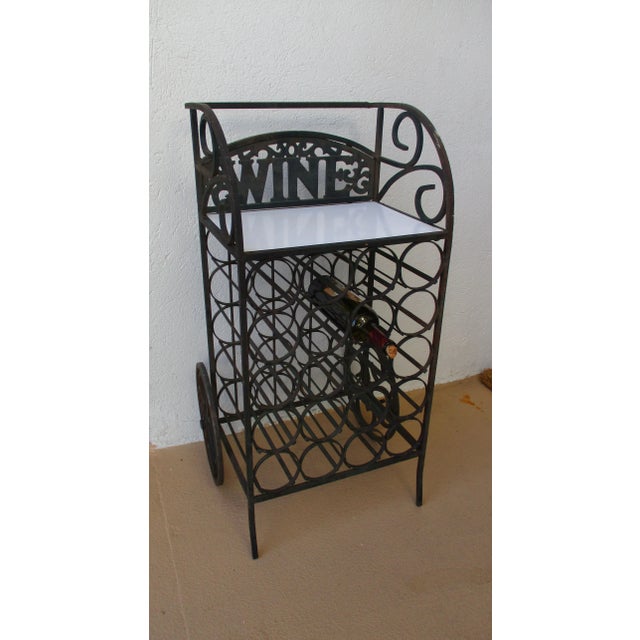 Iron Wine Bar Wine Rack on Wheels For Sale - Image 10 of 11
