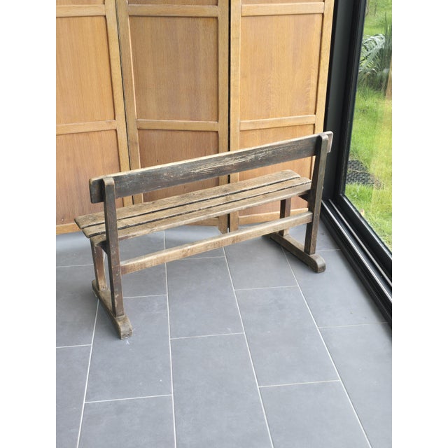 Antique Oak School Bench, 1920s For Sale - Image 6 of 13