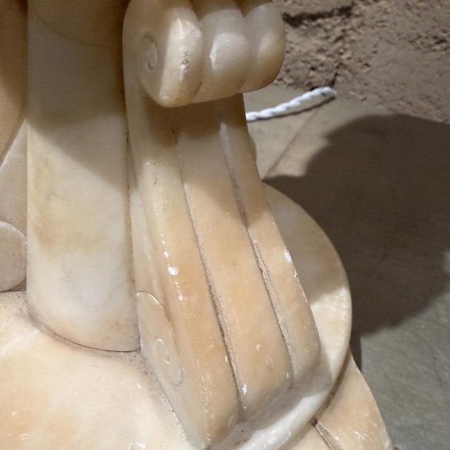 Hollywood Regency Hand-Carved Italian Alabaster or Marble Table Lamp For Sale - Image 12 of 12