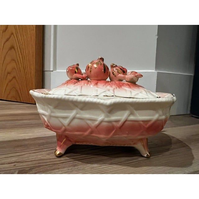 1950s Vintage Betson Style Ceramic Trinket Box With Lid For Sale - Image 5 of 10