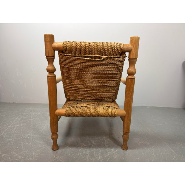 1960s Beech Easy Chair with Sisal Rope Wickerwork, 1960s For Sale - Image 5 of 11