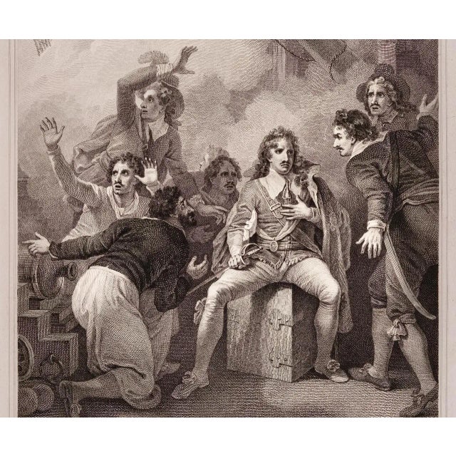 Traditional "Earl Sandwich Refusing to Leave His Ship": An 18th Century Etching/Engraving, 1798 For Sale - Image 3 of 4