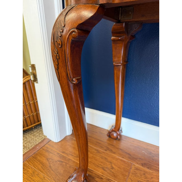 Antique Game Table/Flip Top Wall Table Burlwood For Sale - Image 11 of 12