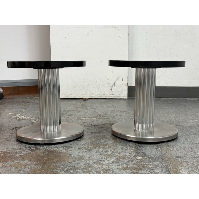 Art Deco Revival Pedestal Vintage Side Tables, Pair For Sale - Image 4 of 12