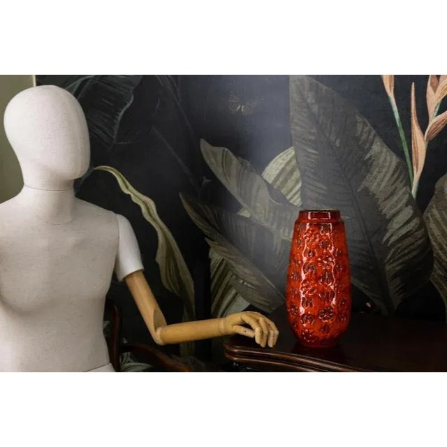 Ceramic Mid-Century Fat Lava Red Glazed Ceramic Vase from Bay Keramik, W. Germany, 1970s For Sale - Image 7 of 15