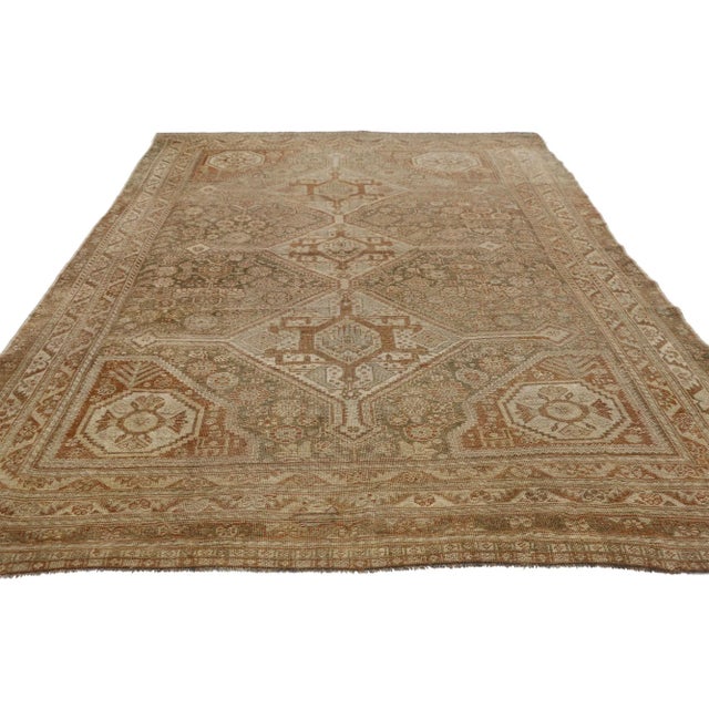 Tribal Distressed Antique Persian Shiraz Rug - 05'00 X 07'07 For Sale - Image 3 of 7