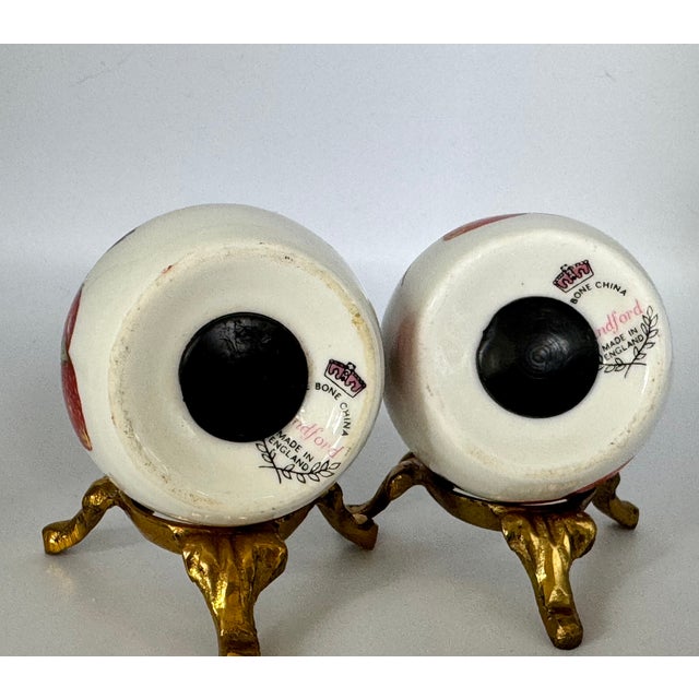 American Made in England Sandford Salt & Pepper Shakers on Brass Plateaus - A Pair For Sale - Image 3 of 7