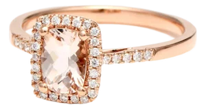 14KR Morganite(0.69) & Diamond(0.12) Ring, size 7