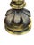 vintage Hollywood Regency-style brass and bronze candlestick table lamps featuring ornate leaf-base details and pleated...