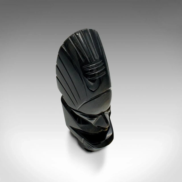Figurative 1950s Small Vintage Obsidian Aztec Idol Figure For Sale - Image 3 of 11