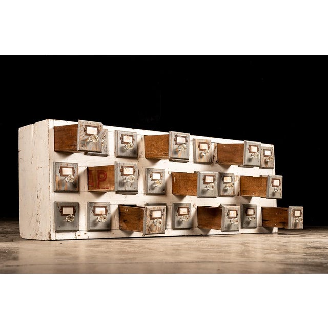 Industrial Early 20th Century 27 Drawer Workshop Cabinet For Sale - Image 3 of 10