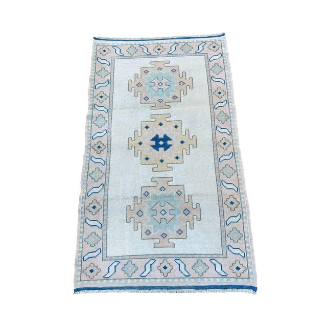 Vintage Turkish Handknotted Blue Wool Rug For Sale - Image 9 of 9