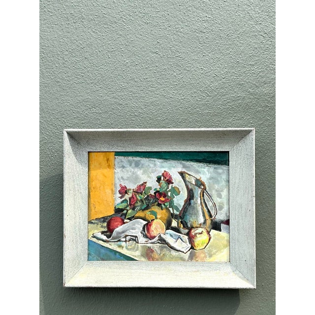Vintage Original Still Life Oil on Board For Sale - Image 11 of 12