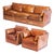 Vintage Sofa and Club Chairs in Camel-Coloured Buffalo Leather from Roche Bobois, France, 1980s, Set of 3 For Sale