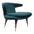 1950s Karpen of California "Horn" Walnut Lounge Chair in Green Velvet For Sale