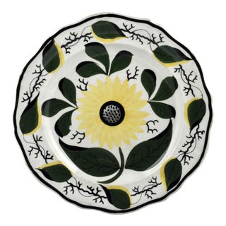 Antique English Pottery Pearlware Sunflower Dish For Sale