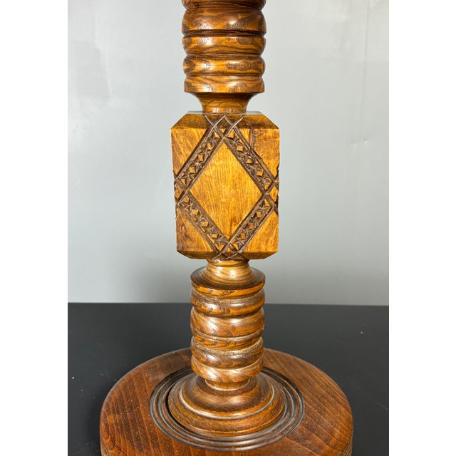Mid-Century Brutalist French Wood Table Lamp from Charles Dudouyt, 1950s For Sale - Image 12 of 13