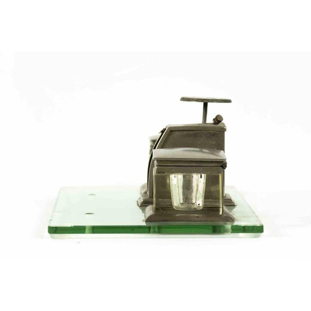 Vintage Silver and Glass Inkwell, Italy, Mid-20th Century For Sale - Image 3 of 6