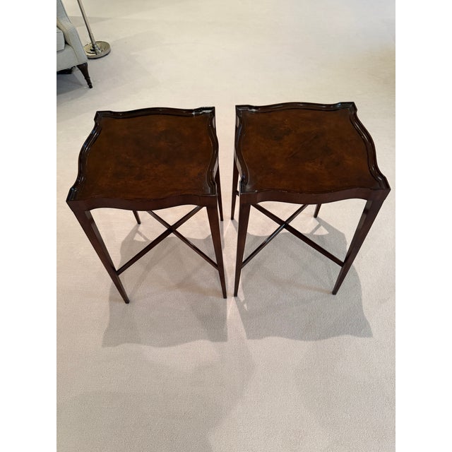 Pair of Vintage Wm. A. Berkey Mahogany Regency-Style Gallery-Top Side Table For Sale In Los Angeles - Image 6 of 11