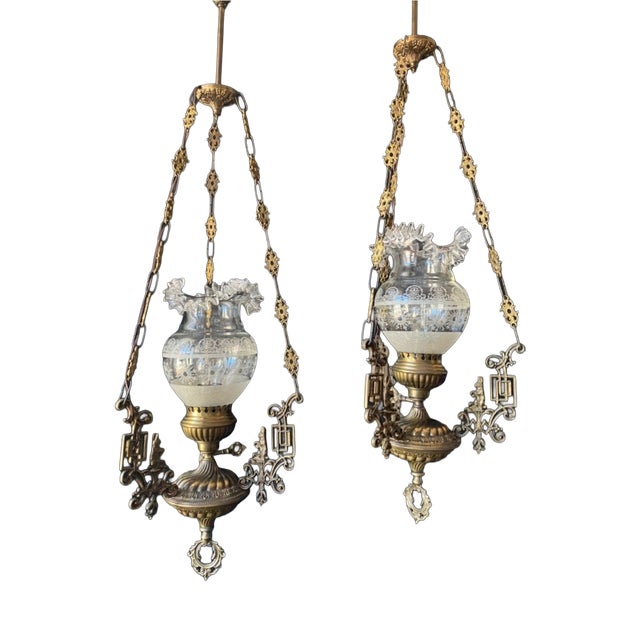 Antique Pendant Lights, 1960s, Set of 2 For Sale