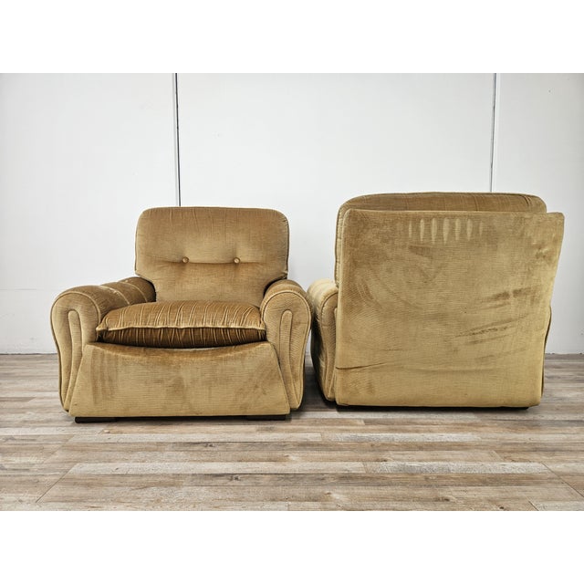 Mid-Century Modern Vintage Italian Fabric Armchairs, 1970, Set of 2 For Sale - Image 3 of 18