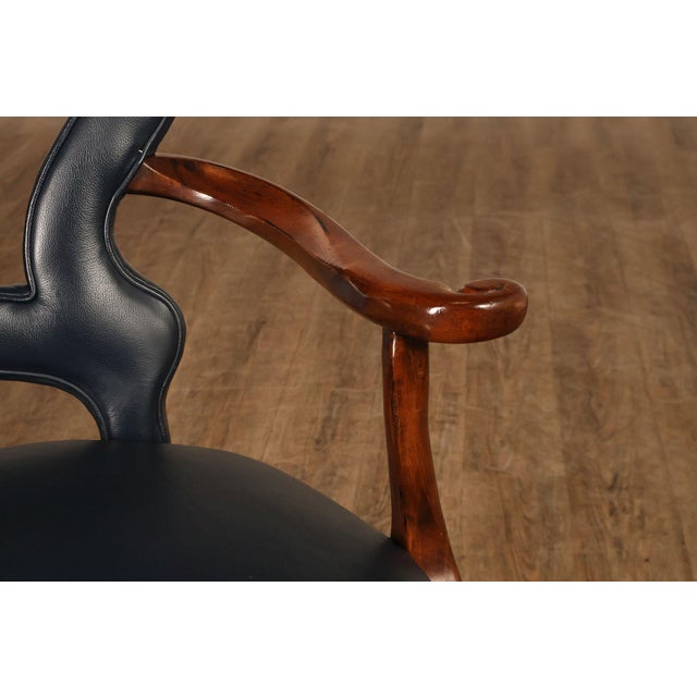 Early 21st Century Century Furniture Regency Style Set Of Four Leather Upholstered Rolling Armchairs For Sale - Image 5 of 18