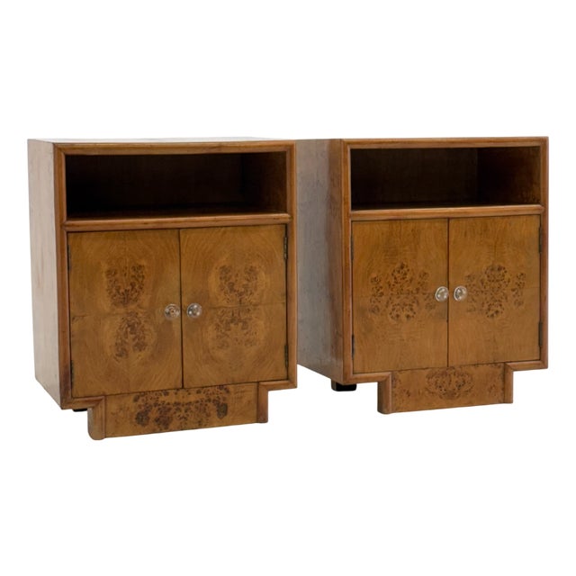 Vintage Art Deco Bedside Tables with Root Wood, 1950s, Set of 2 For Sale