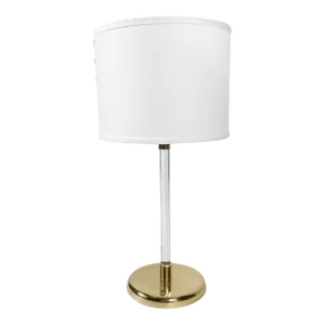 Vintage Mid-Century Modern Brass and Lucite Column Table Lamp